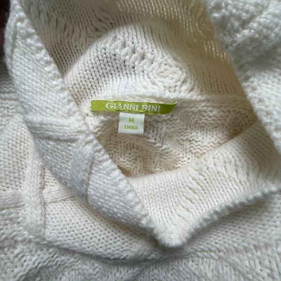 Gianni Bini Fringe Sweater High Neck Cream Color Size M - Picture 7 of 16